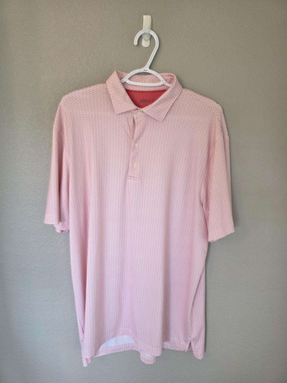 Men's Johnnie O Pink Polo Shirt - Lightweight Performance Golf Polo- Large EUC